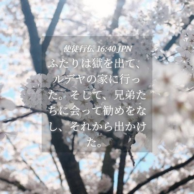 Picture 04 - 使徒行伝 16:40 JPN - ふたりは獄を出て、ルデヤの家に行 - Bible Verse Picture