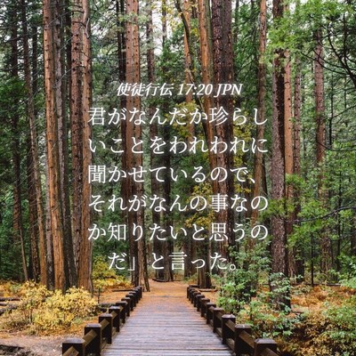 Picture 04 - 使徒行伝 17:20 JPN - 君がなんだか珍らしいことをわれわ - Bible Verse Picture