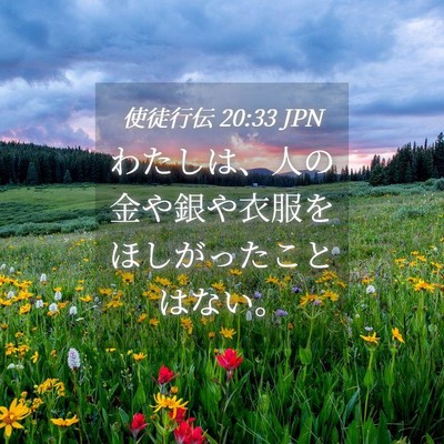 Picture 04 - 使徒行伝 20:33 JPN - わたしは、人の金や銀や衣服をほし - Bible Verse Picture