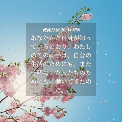 Picture 04 - 使徒行伝 20:34 JPN - あなたがた自身が知っているとおり - Bible Verse Picture