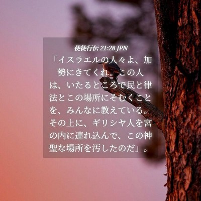 Picture 04 - 使徒行伝 21:28 JPN - 「イスラエルの人々よ、加勢にきて - Bible Verse Picture