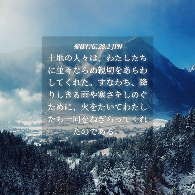 Picture 04 - 使徒行伝 28:2 JPN - 土地の人々は、わたしたちに並々な - Bible Verse Picture