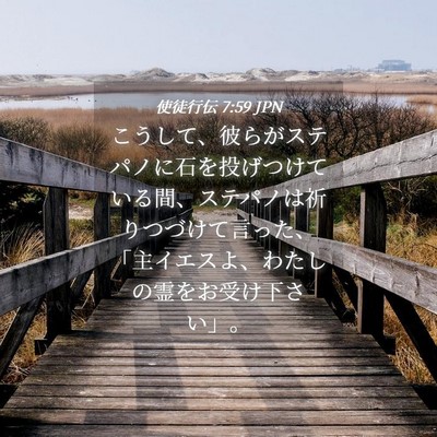 Picture 04 - 使徒行伝 7:59 JPN - こうして、彼らがステパノに石を投 - Bible Verse Picture