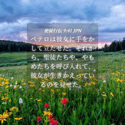 Picture 04 - 使徒行伝 9:41 JPN - ペテロは彼女に手をかして立たせた - Bible Verse Picture