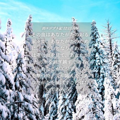 Picture 04 - 出エジプト記 12:13 JPN - その血はあなたがたのおる家々で、 - Bible Verse Picture