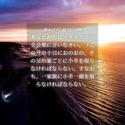 Picture 04 - 出エジプト記 12:3 JPN - あなたがたはイスラエルの全会衆に - Bible Verse Picture