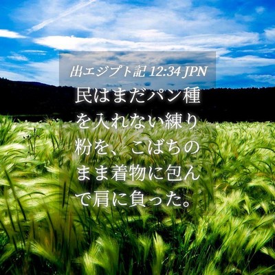 Picture 04 - 出エジプト記 12:34 JPN - 民はまだパン種を入れない練り粉を - Bible Verse Picture