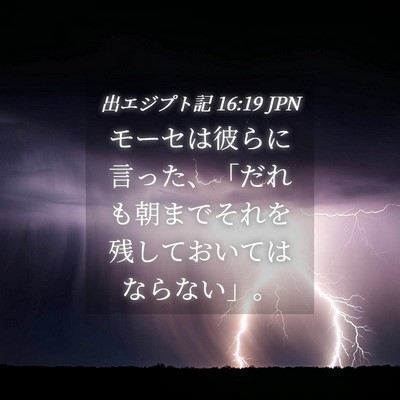 Picture 04 - 出エジプト記 16:19 JPN - モーセは彼らに言った、「だれも朝 - Bible Verse Picture