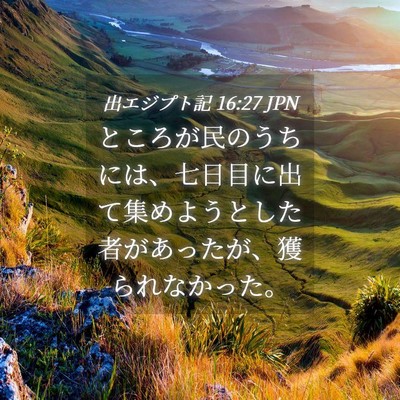 Picture 04 - 出エジプト記 16:27 JPN - ところが民のうちには、七日目に出 - Bible Verse Picture