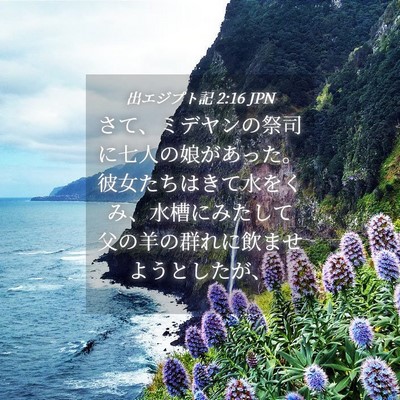 Picture 04 - 出エジプト記 2:16 JPN - さて、ミデヤンの祭司に七人の娘が - Bible Verse Picture
