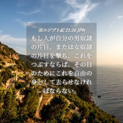 Picture 04 - 出エジプト記 21:26 JPN - もし人が自分の男奴隷の片目、また - Bible Verse Picture