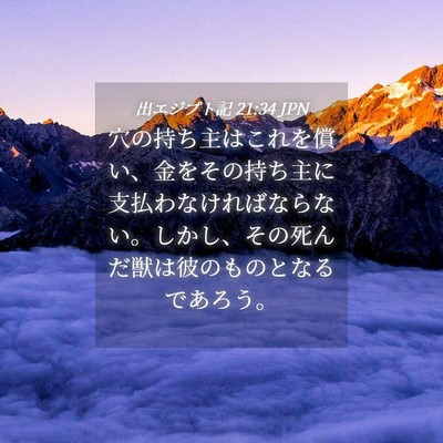 Picture 04 - 出エジプト記 21:34 JPN - 穴の持ち主はこれを償い、金をその - Bible Verse Picture