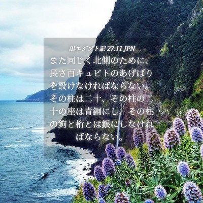 Picture 04 - 出エジプト記 27:11 JPN - また同じく北側のために、長さ百キ - Bible Verse Picture