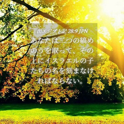 Picture 04 - 出エジプト記 28:9 JPN - あなたは二つの縞めのうを取って、 - Bible Verse Picture
