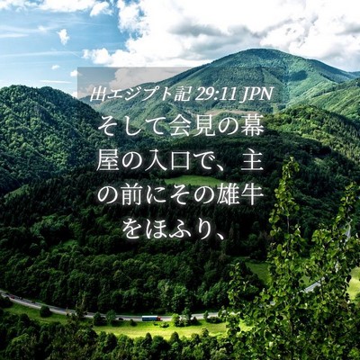 Picture 04 - 出エジプト記 29:11 JPN - そして会見の幕屋の入口で、主の前 - Bible Verse Picture