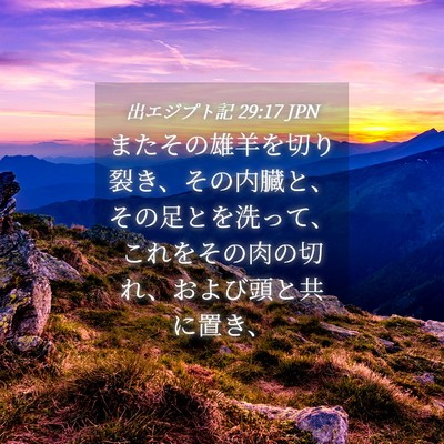 Picture 04 - 出エジプト記 29:17 JPN - またその雄羊を切り裂き、その内臓 - Bible Verse Picture