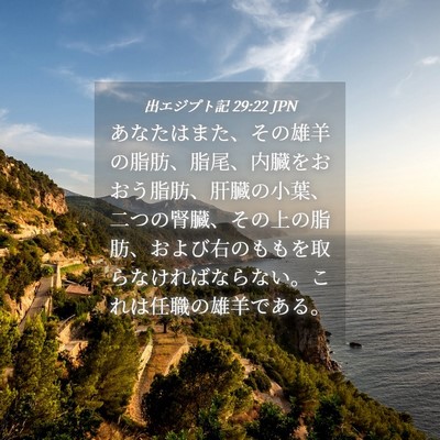 Picture 04 - 出エジプト記 29:22 JPN - あなたはまた、その雄羊の脂肪、脂 - Bible Verse Picture