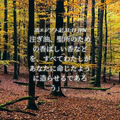 Picture 04 - 出エジプト記 31:11 JPN - 注ぎ油、聖所のための香ばしい香な - Bible Verse Picture