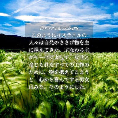 Picture 04 - 出エジプト記 35:29 JPN - このようにイスラエルの人々は自発 - Bible Verse Picture