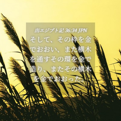 Picture 04 - 出エジプト記 36:34 JPN - そして、その枠を金でおおい、また - Bible Verse Picture
