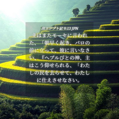 Picture 04 - 出エジプト記 9:13 JPN - 主はまたモーセに言われた、「朝早 - Bible Verse Picture