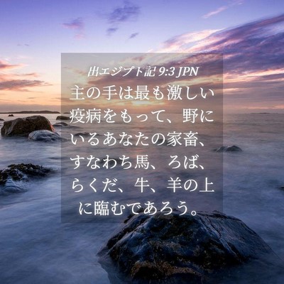 Picture 04 - 出エジプト記 9:3 JPN - 主の手は最も激しい疫病をもって、 - Bible Verse Picture
