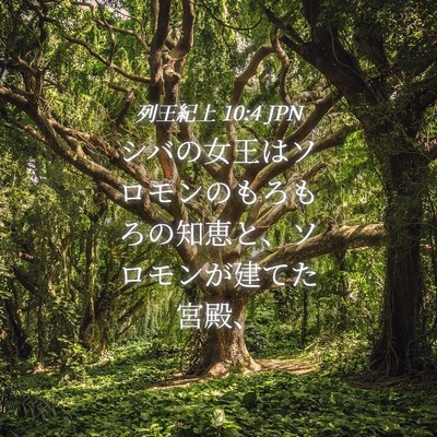Picture 04 - 列王紀上 10:4 JPN - シバの女王はソロモンのもろもろの - Bible Verse Picture