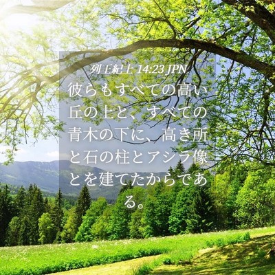 Picture 04 - 列王紀上 14:23 JPN - 彼らもすべての高い丘の上と、すべ - Bible Verse Picture