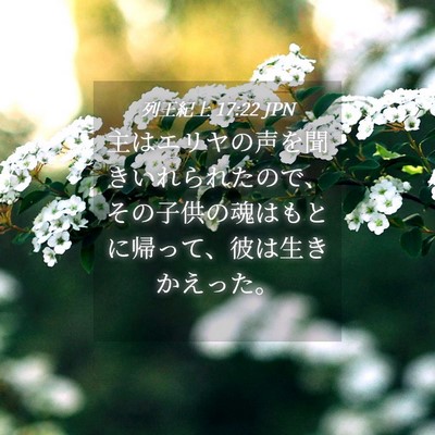Picture 04 - 列王紀上 17:22 JPN - 主はエリヤの声を聞きいれられたの - Bible Verse Picture