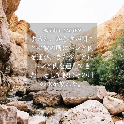 Picture 04 - 列王紀上 17:6 JPN - すると、からすが朝ごとに彼の所に - Bible Verse Picture