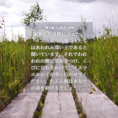 Picture 04 - 列王紀上 20:31 JPN - 家来たちは彼に言った、「イスラエ - Bible Verse Picture