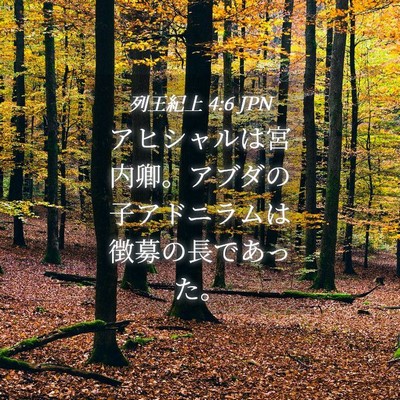 Picture 04 - 列王紀上 4:6 JPN - アヒシャルは宮内卿。アブダの子ア - Bible Verse Picture