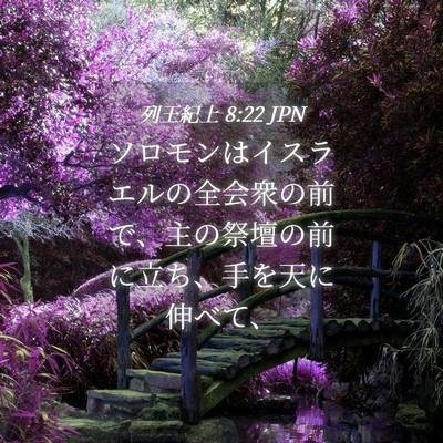 Picture 04 - 列王紀上 8:22 JPN - ソロモンはイスラエルの全会衆の前 - Bible Verse Picture