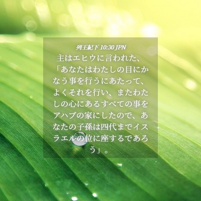 Picture 04 - 列王紀下 10:30 JPN - 主はエヒウに言われた、「あなたは - Bible Verse Picture