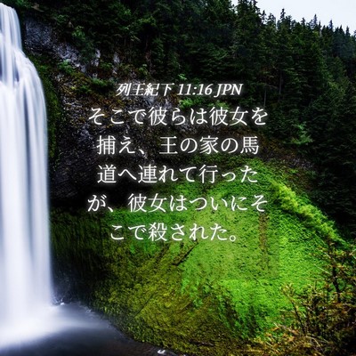 Picture 04 - 列王紀下 11:16 JPN - そこで彼らは彼女を捕え、王の家の - Bible Verse Picture