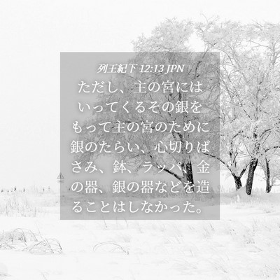 Picture 04 - 列王紀下 12:13 JPN - ただし、主の宮にはいってくるその - Bible Verse Picture