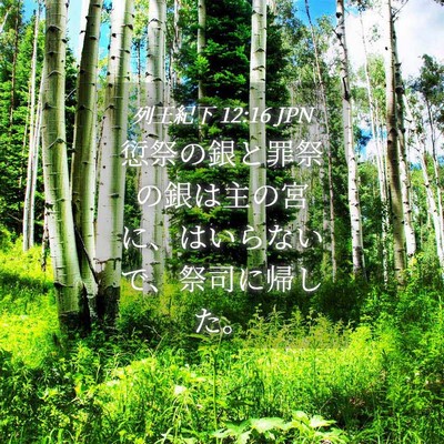 Picture 04 - 列王紀下 12:16 JPN - 愆祭の銀と罪祭の銀は主の宮に、は - Bible Verse Picture