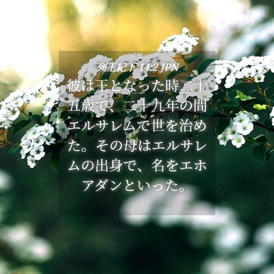 Picture 04 - 列王紀下 14:2 JPN - 彼は王となった時二十五歳で、二十 - Bible Verse Picture