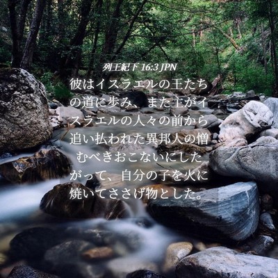 Picture 04 - 列王紀下 16:3 JPN - 彼はイスラエルの王たちの道に歩み - Bible Verse Picture