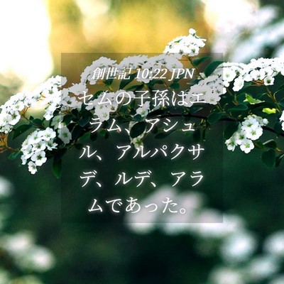 Picture 04 - 創世記 10:22 JPN - セムの子孫はエラム、アシュル、ア - Bible Verse Picture
