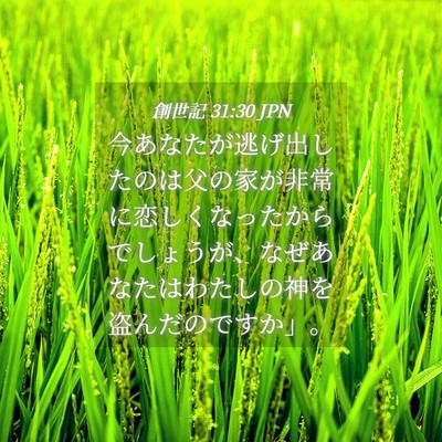 Picture 04 - 創世記 31:30 JPN - 今あなたが逃げ出したのは父の家が - Bible Verse Picture