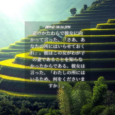 Picture 04 - 創世記 38:16 JPN - 道のかたわらで彼女に向かって言っ - Bible Verse Picture