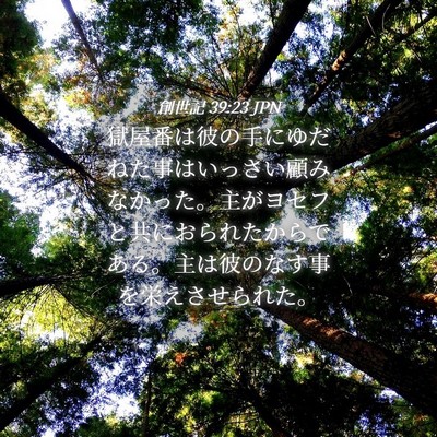 Picture 04 - 創世記 39:23 JPN - 獄屋番は彼の手にゆだねた事はいっ - Bible Verse Picture