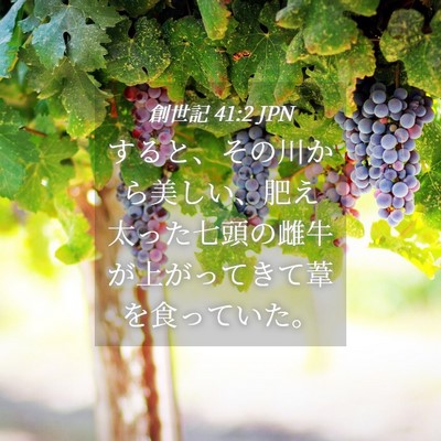 Picture 04 - 創世記 41:2 JPN - すると、その川から美しい、肥え太 - Bible Verse Picture