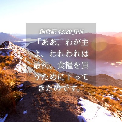Picture 04 - 創世記 43:20 JPN - 「ああ、わが主よ、われわれは最初 - Bible Verse Picture