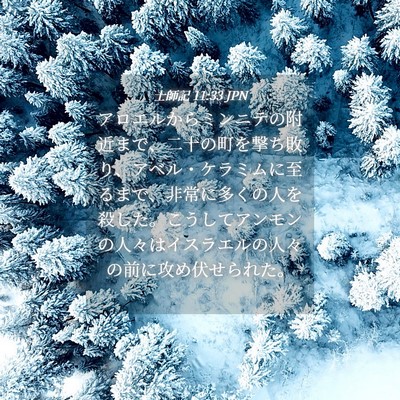 Picture 04 - 士師記 11:33 JPN - アロエルからミンニテの附近まで、 - Bible Verse Picture