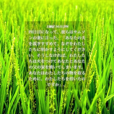 Picture 04 - 士師記 14:15 JPN - 四日目になって、彼らはサムソンの - Bible Verse Picture