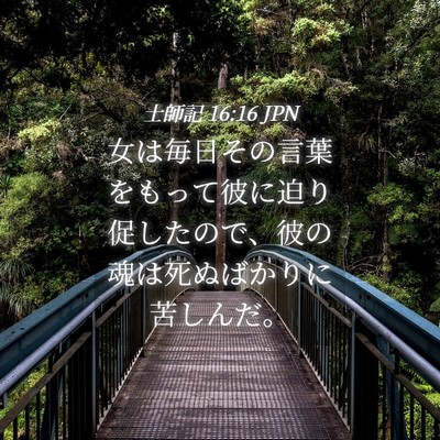 Picture 04 - 士師記 16:16 JPN - 女は毎日その言葉をもって彼に迫り - Bible Verse Picture