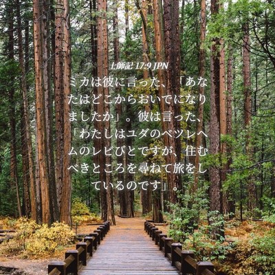 Picture 04 - 士師記 17:9 JPN - ミカは彼に言った、「あなたはどこ - Bible Verse Picture