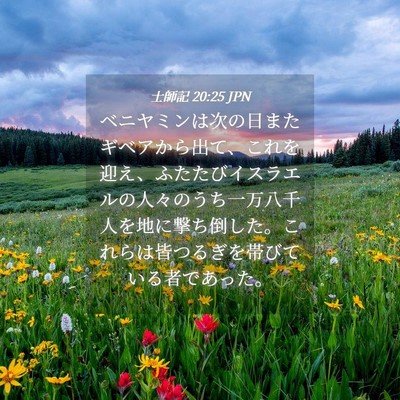Picture 04 - 士師記 20:25 JPN - ベニヤミンは次の日またギベアから - Bible Verse Picture